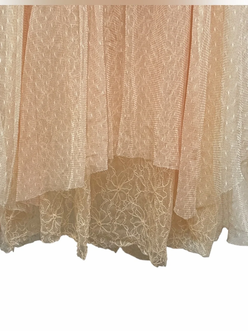 Free People XS Y2K Boho Layered Lace Mesh Handkerchief Midi Skirt